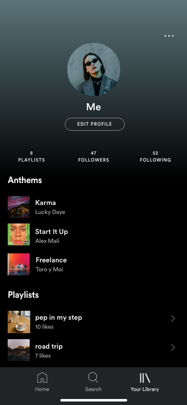 Add up to three anthems that reflect your music taste